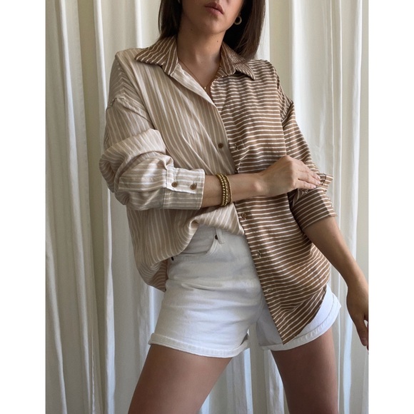 SHIRT button-down striped shirt — In Beige/Brown - Picture 8 of 8